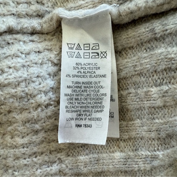 London Kaye Oatmeal Tan Alpaca Blend Waffle Knit Long Line Cardigan Size Small - Picture 10 of 10
